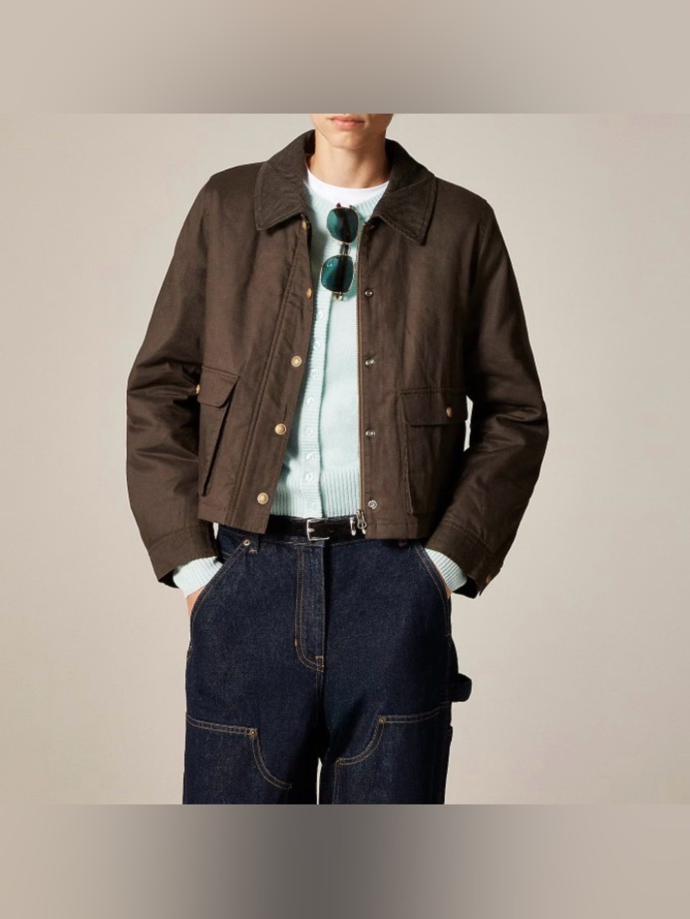 J.Crew.Women’s Cropped Barn Jacket in ripstop cotton.Brown.S.New without tags.